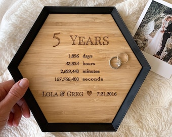 5 Years- Wood Anniversary Gift- Custom Wood Bamboo Tray - 5th Anniversary Gift Idea- Engraved wood catchall tray