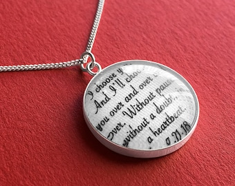 Cotton Anniversary Gift for Wife / Personalized Necklace with your Wedding Vows or Lyrics on COTTON / 2nd Anniversary Gift for Her / Woman