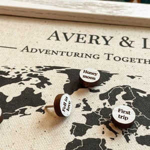 Custom Cotton Map with Pins Cotton Anniversary Gift for Her 2nd Anniversary Gifts for Women Adventuring Together image 2