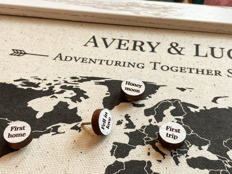 Custom Cotton Map with Pins Cotton Anniversary Gift for Her 2nd Anniversary Gifts for Women Adventuring Together image 2