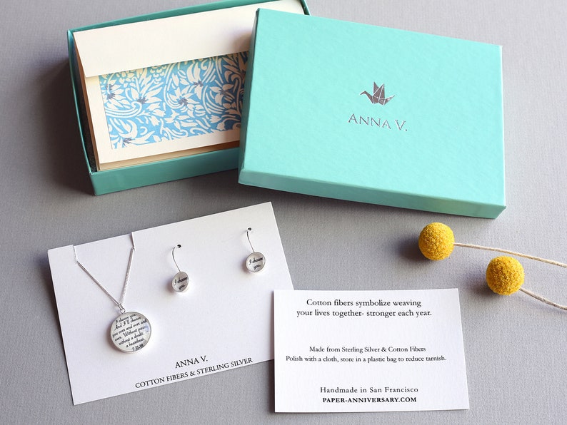 Cotton Anniversary Gift for Wife / Personalized Necklace With Etsy