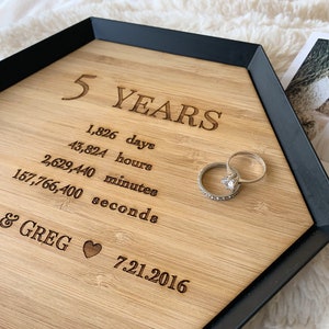 5 Years Wood Anniversary Gift Custom Wood Bamboo Tray 5th Anniversary Gift Idea Engraved wood catchall tray image 3