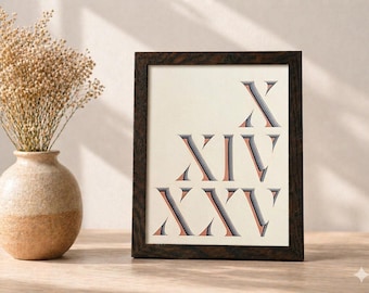 1st Anniversary Gift for Her • Wedding Date Paper Art • 1-Year Anniversary Gifts for Women • Paper Roman Numerals Cutout • Paper Anniversary