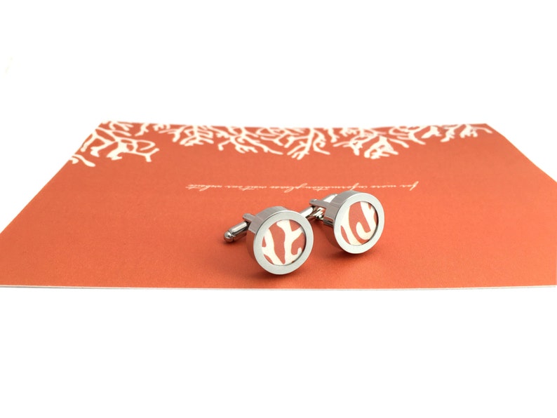 1 Year Anniversary Gift for Him / Paper Anniversary / 1st Anniversary for Him / Custom Cufflinks with Your Paper Wedding Invitation image 4