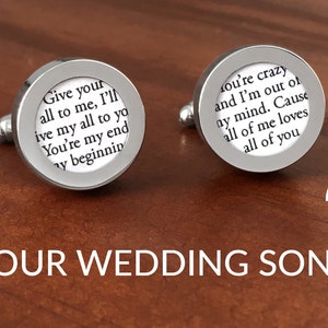 First Anniversary Gift for Him / One Year Anniversary / 1 Year Anniversary Gift for Him / Customized Wedding Song Cufflinks / 1 BEST-SELLER image 1