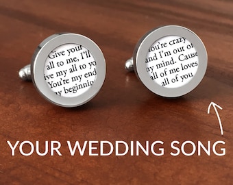 First Anniversary Gift for Him / One Year Anniversary / 1 Year Anniversary Gift for Him / Customized Wedding Song Cufflinks / #1 BEST-SELLER
