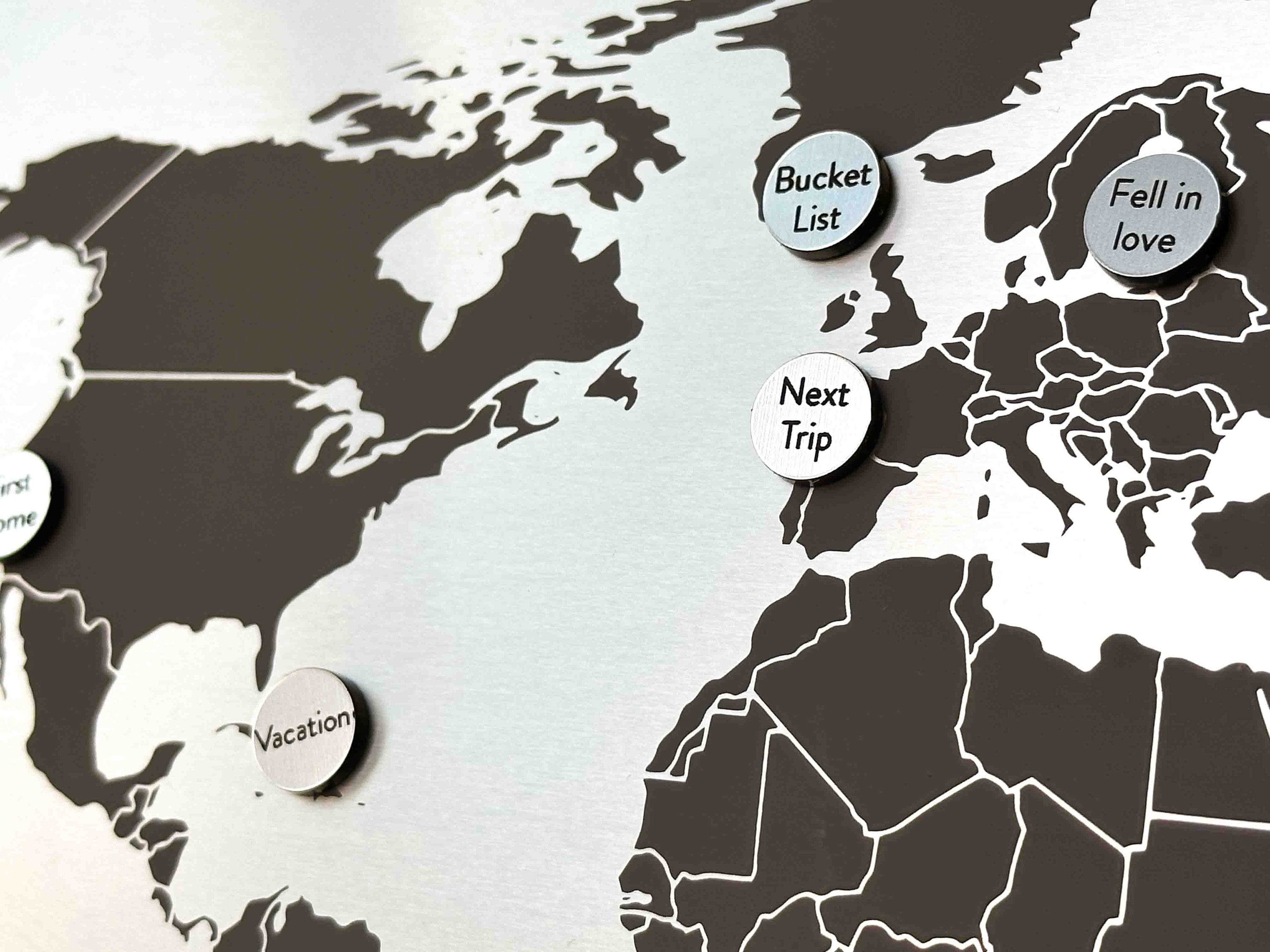 25th Anniversary Gift for Him and Her • Silver Map W/ Custom