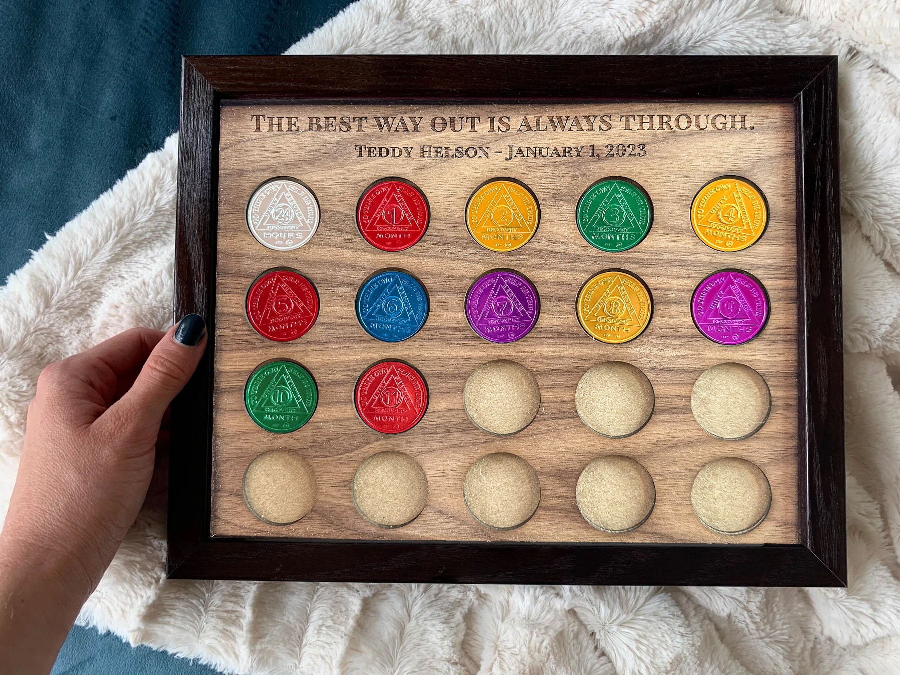 AA Recovery Chip Display - Sobriety Anniversary Gift for Him or Her ...