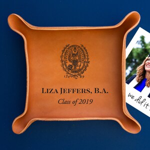 Corporate Holiday Gifts / Brown Leather Catchall Tray / Gift for Boss, Board Member, CEO or employee / Corporate Gift Ideas with Logo image 5