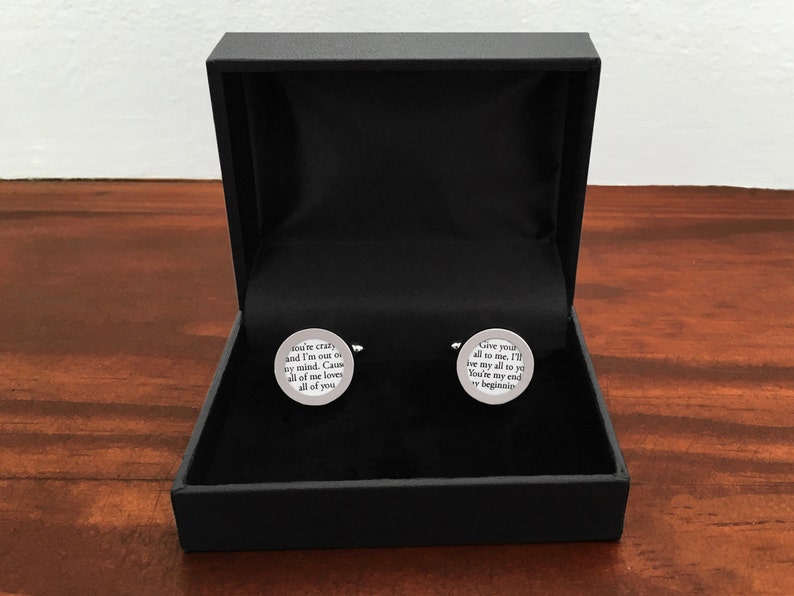 Wedding Song on Paper / First Year Anniversary Gift / One Year Anniversary Gift for Him / Custom Cufflinks with First Dance Song Lyrics Cufflinks Only