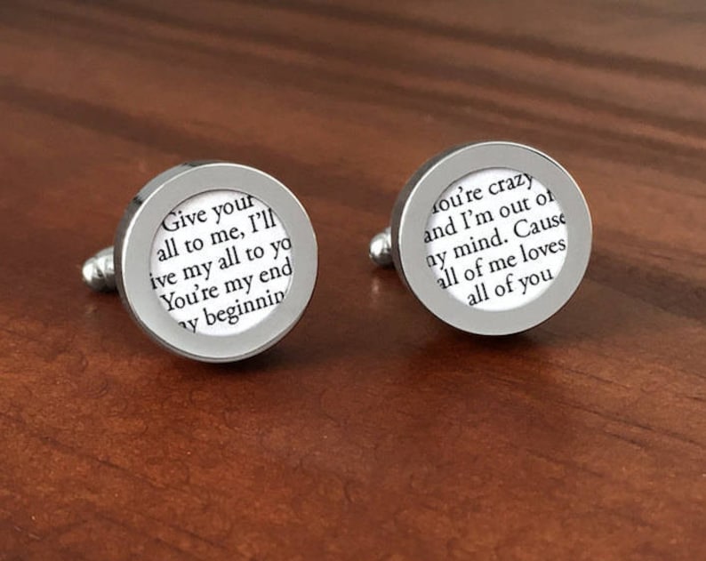 Wedding Song on Paper / First Year Anniversary Gift / One Year Anniversary Gift for Him / Custom Cufflinks with First Dance Song Lyrics image 3