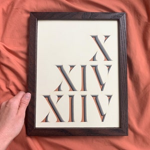 1 Year Anniversary Gift for Husband • Wedding Date Paper Art • 1st Anniversary Gifts for Him • Paper Roman Numerals Cutout