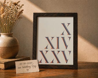 1 Year Anniversary Gift for Husband • Wedding Date Paper Art • 1st Anniversary Gifts for Him • Paper Roman Numerals Cutout