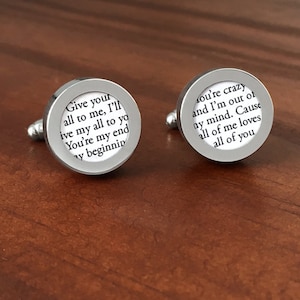 Paper Anniversary Gift for Him / First Year Anniversary / First Anniversary Paper / Custom Cufflinks with Wedding Vows on Paper/ BEST-SELLER image 4