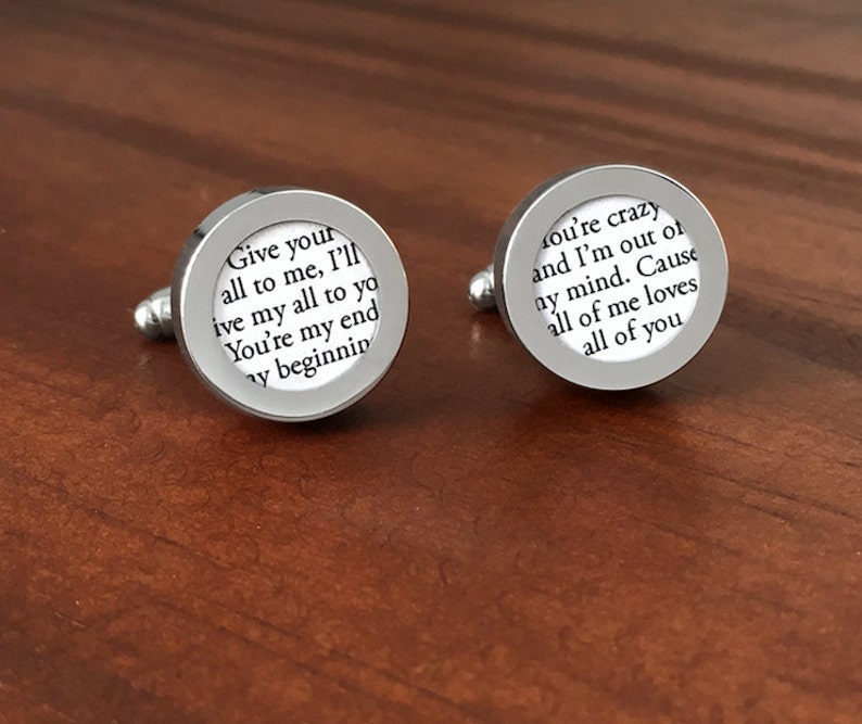 Paper Anniversary Gift for Him / First Year Anniversary / First Anniversary Paper / Custom Cufflinks with Wedding Vows on Paper/ BEST-SELLER image 4