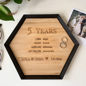 5 Years Wood Anniversary Gift Custom Wood Bamboo Tray 5th Anniversary Gift Idea Engraved wood catchall tray image 2