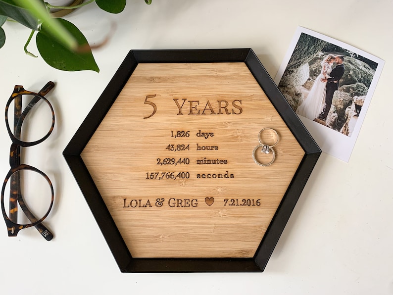 5 Years Wood Anniversary Gift Custom Wood Tray 5th - Etsy