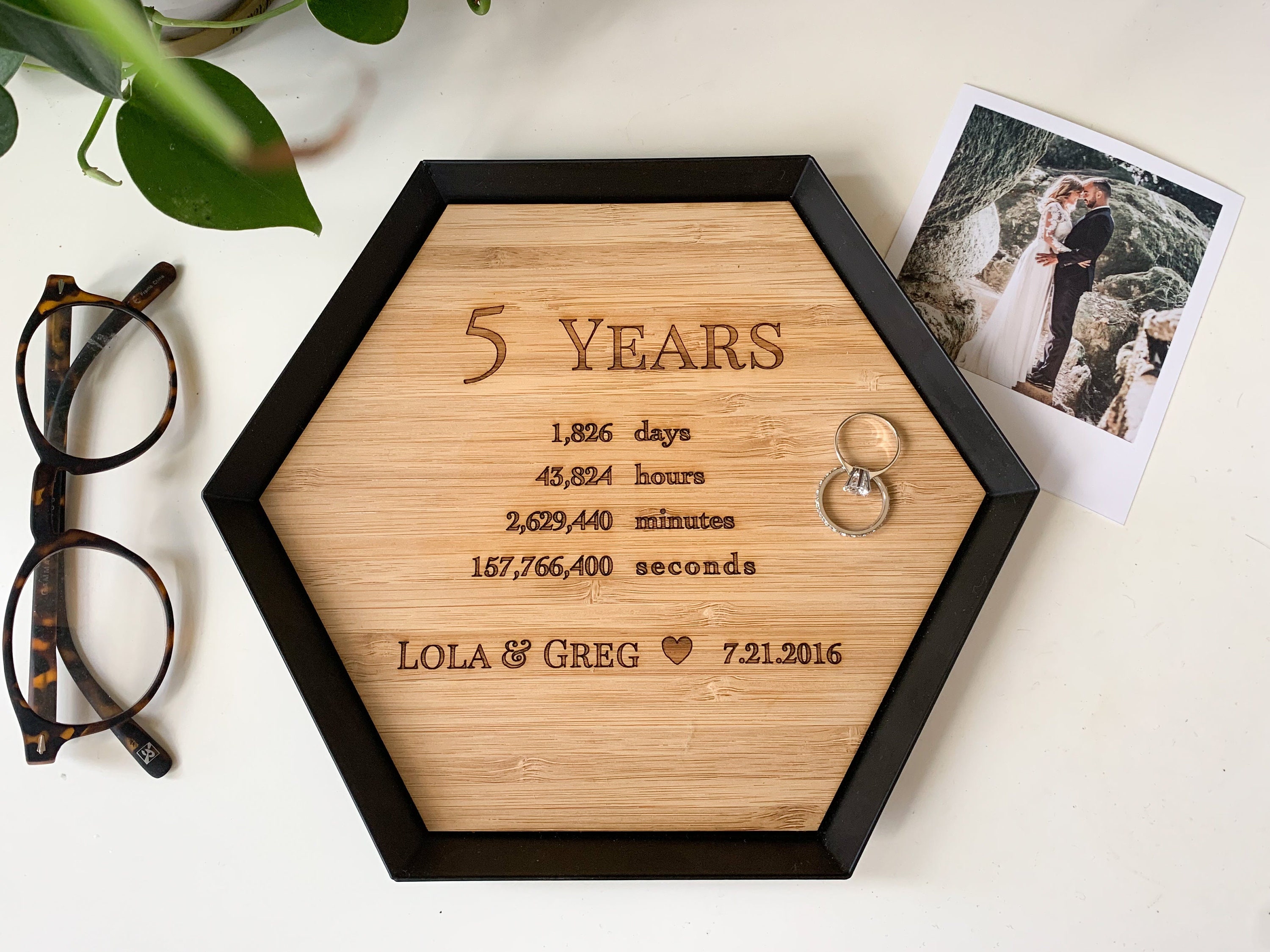5 Years- Wood Anniversary Gift- Custom Wood Bamboo Tray - 5th