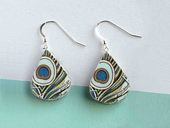 Peacock Paper Earrings - Perfect First Anniversary Gift for Her- 1st anniversary paper idea