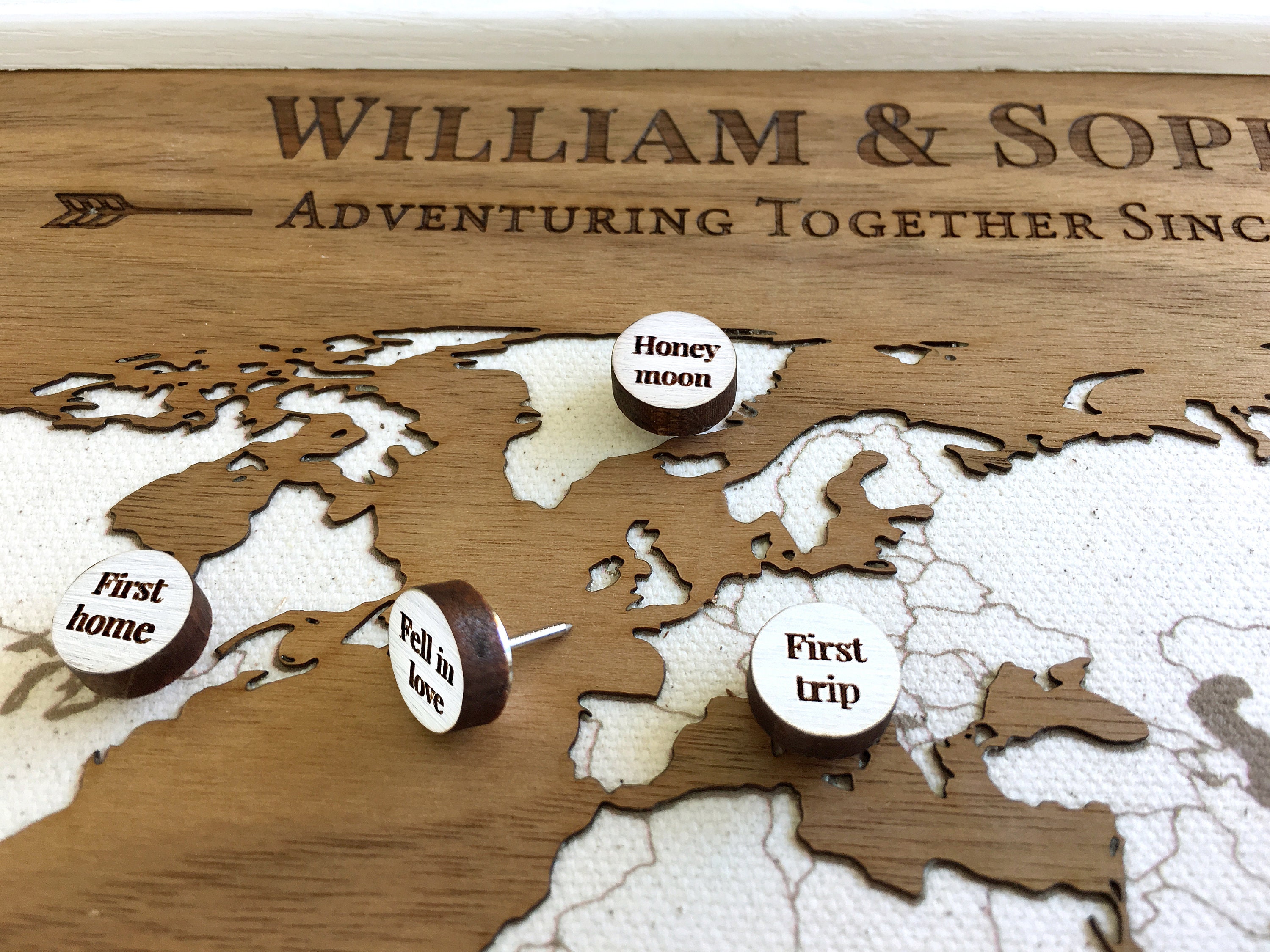 Where our love has traveled 5th Anniversary! Anniversary Gift Idea SHIPS NOW 22 x 46 Carved World Map with country lines