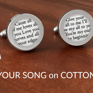 Cotton Anniversary Gift for Him / 2nd Anniversary Gifts for Men /Second Anniversary Gifts for Men /Custom Cufflinks with your Song on COTTON image 1