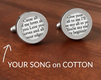 Cotton Anniversary Gift for Him / 2nd Anniversary Gifts for Men /Second Anniversary Gifts for Men /Custom Cufflinks with your Song on COTTON