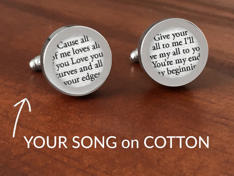 Cotton Anniversary Gift for Him / 2nd Anniversary Gifts for Men /Second Anniversary Gifts for Men /Custom Cufflinks with your Song on COTTON image 1