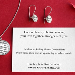 Cotton Anniversary Gift for Wife / Personalized Necklace with your Wedding Vows or Lyrics on COTTON / 2nd Anniversary Gift for Her / Woman image 3