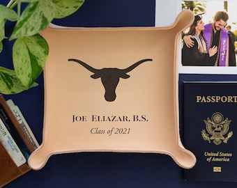 College Graduation Gift / Personalized Leather Tray / Gift for Graduate / Custom gift with University Seal / Genuine Leather / Class of 2021