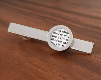 Cotton Anniversary Tie Clip / Customized with your Song on COTTON / 2nd Anniversary Gift for Him