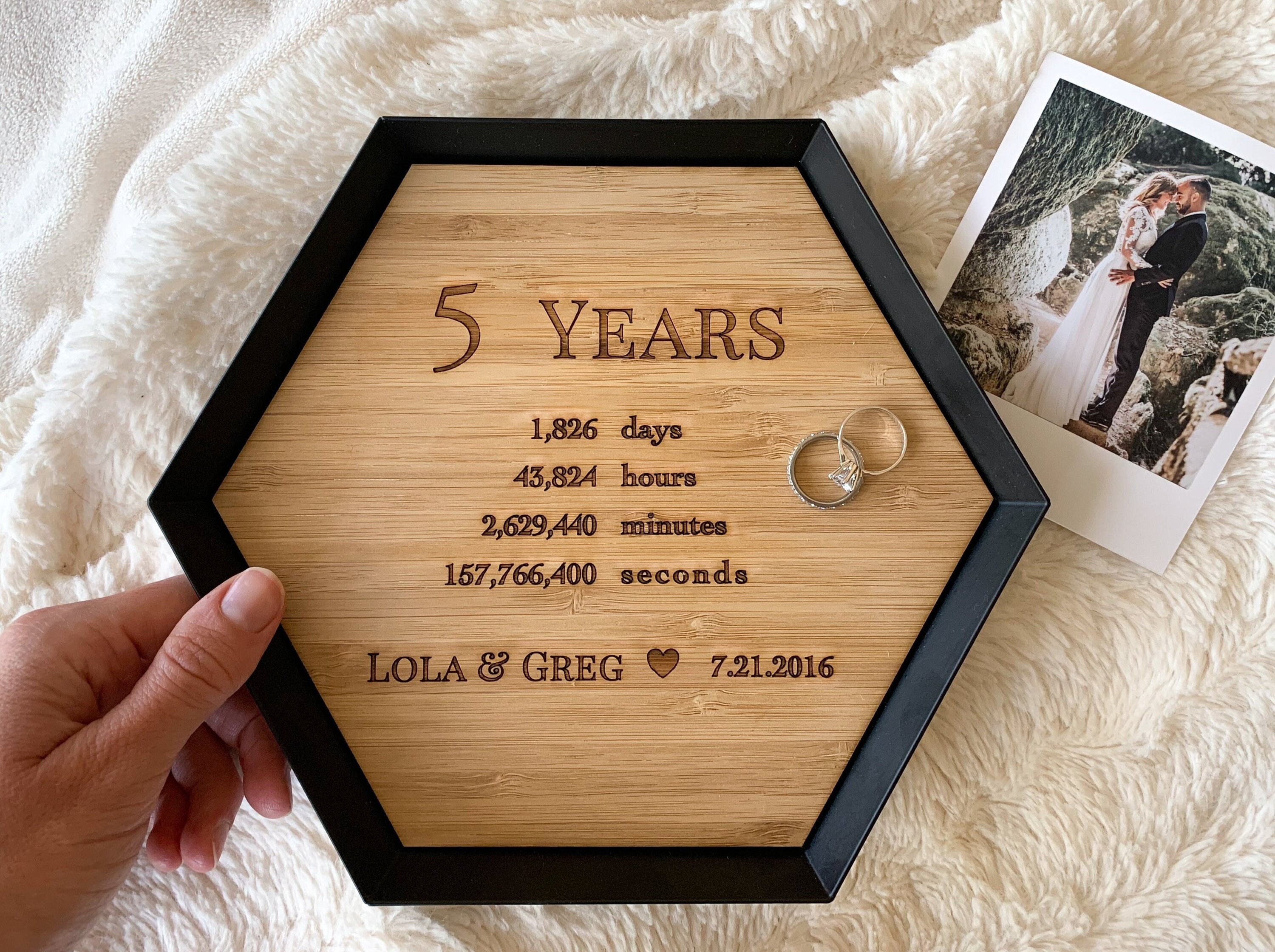 STOFINITY 5 Year Anniversary Wood Gift for Him Her - 5th Anniversary Wooden  Gifts for Wife Husband, 5 Year Marriage Gifts Anniversary for Couple
