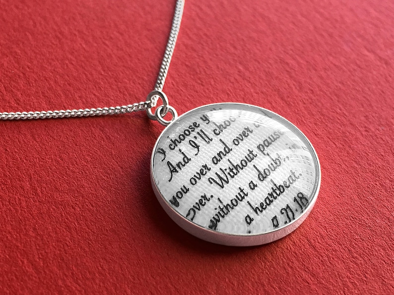 Cotton Anniversary Gift for Wife / Personalized Necklace with your Wedding Vows or Lyrics on COTTON / 2nd Anniversary Gift for Her / Woman image 1
