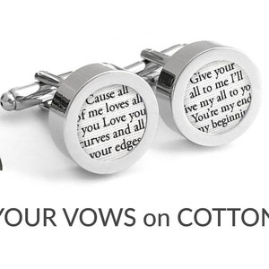 Cotton Anniversary Gift for Him / 2nd Anniversary Gifts for Men /Second Anniversary Gifts for Men /Custom Cufflinks with your Song on COTTON image 2