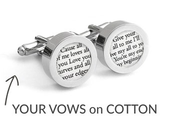 2nd Anniversary Gifts for Men / Cotton Anniversary Gift for Him / Second Anniversary Gifts /Custom Cufflinks with Vows or Song on COTTON