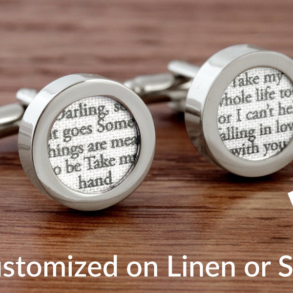 Silk Anniversary / 4-Year Anniversary Gifts/ 4th Anniversary /Custom Cufflinks with your Song on SILK or LINEN