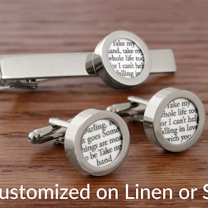 4th Anniversary Linen or Silk / 4-Year Anniversary Gifts /Linen Anniversary Gift /Custom Cufflinks with your Song on LINEN or SILK