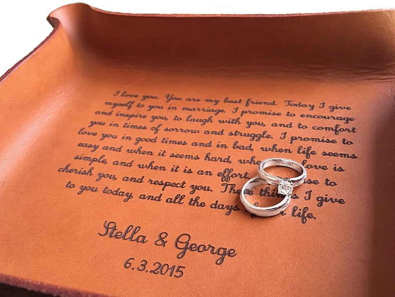 Leather Tray with Vows or Song image 1