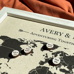 Custom Cotton Map with Pins Cotton Anniversary Gift for Her 2nd Anniversary Gifts for Women Adventuring Together image 6