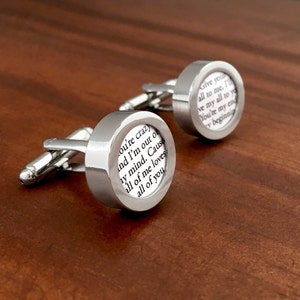 Paper Anniversary Gift for Him / First Year Anniversary / First Anniversary Paper / Custom Cufflinks with Wedding Vows on Paper/ BEST-SELLER image 2