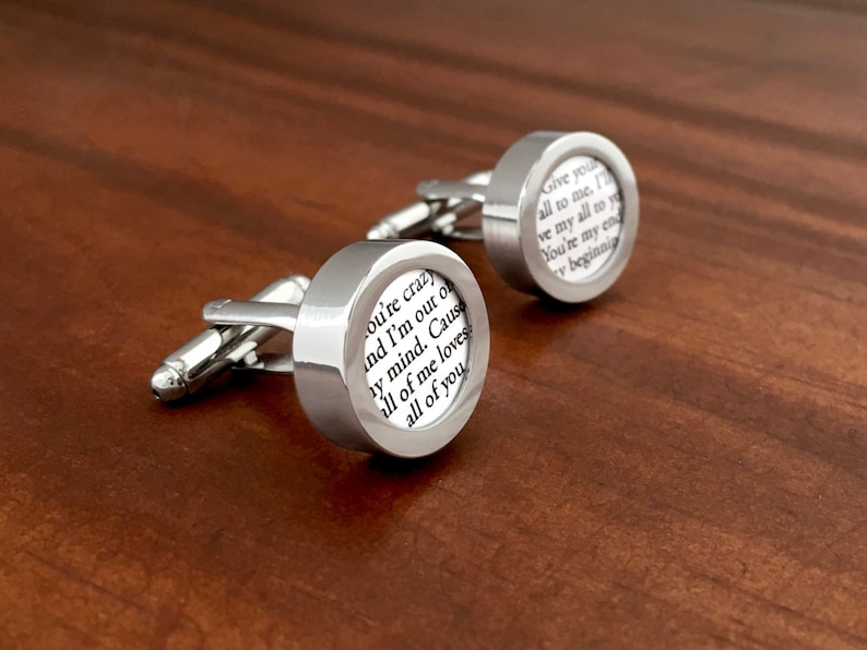 Paper Anniversary Gift for Him / First Year Anniversary / First Anniversary Paper / Custom Cufflinks with Wedding Vows on Paper/ BEST-SELLER image 2