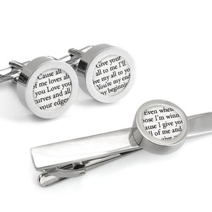 2nd Anniversary Gift for Husband / Custom Cotton Tie clip and cufflinks / Cotton Anniversary Gift for Him / Second Anniversary Gift for Man