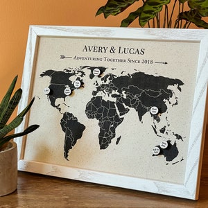 Custom Cotton Map with Pins Cotton Anniversary Gift for Her 2nd Anniversary Gifts for Women Adventuring Together image 7