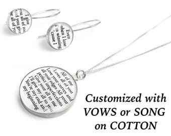 Cotton Anniversary Gift for Her / Personalized Jewelry with your Wedding Vows or Lyrics on COTTON / 2nd Anniversary Gift for Wife / Woman