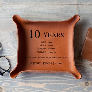 Sobriety Gifts for Him - 1 Year Sober - Recovery Gift Idea - Sobriety Anniversary Gift - Leather Catchall Tray with Countdown - Personalized image 5