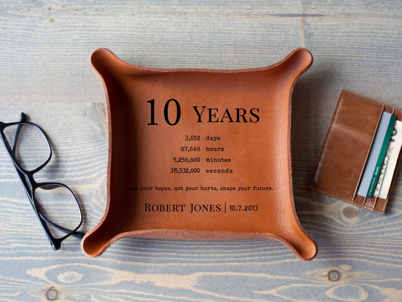 Sobriety Gifts for Him - 1 Year Sober - Recovery Gift Idea - Sobriety Anniversary Gift - Leather Catchall Tray with Countdown - Personalized image 5