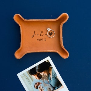 Leather Tray with Vows or Song SMALL RING TRAY- 3x4