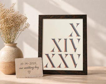 Cadeau 1e verjaardag voor haar • Papierkunst trouwdatum • 1-jarig jubileumcadeaus voor vrouwen • Papieren uitsnede met Romeinse cijfers • Papieren jubileum