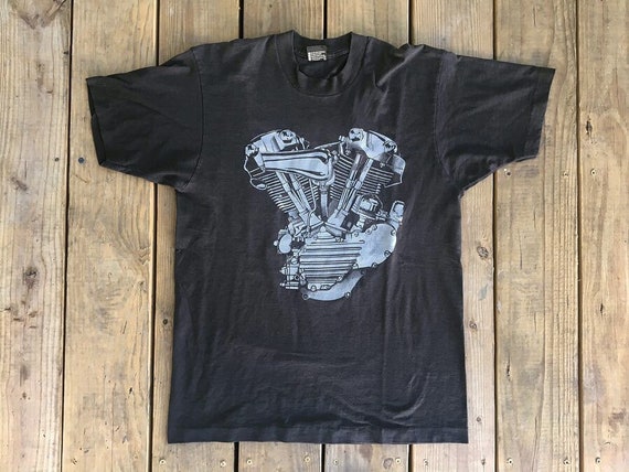 Vtg Knucklehead motorcycle engine t-shirt L