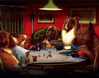Dogs Playing D&D (5th edition version) - Full Color Poster