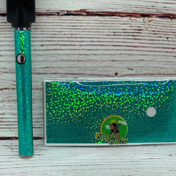 Vape Skin COVER for OOZE Pen Green Glitter Iridescent 510 Thread Pretty Sticker For Your Existing Vape Pen Stocking Stuffer